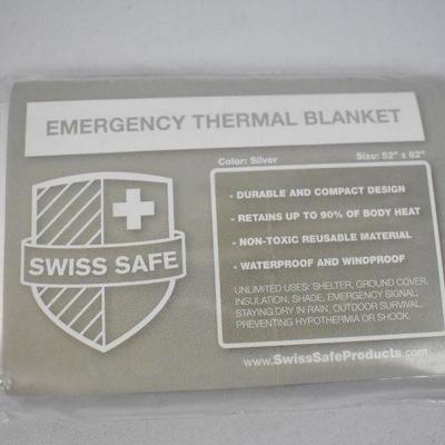 Qty 5 Emergency Thermal Blankets by Swiss Safe 52
