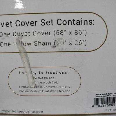 White Twin Duvet Cover Set, 650 Thread Ct, Pkg Open - New, $63 @ Amazon