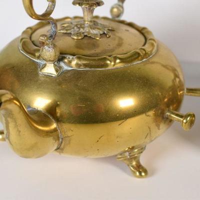 Lot G-1: Antique Brass Tea Kettle with Stand