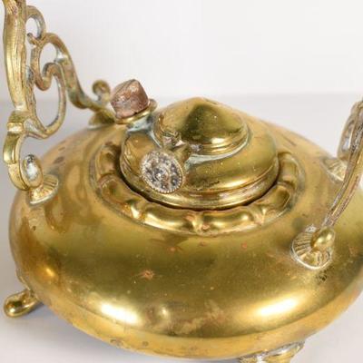 Lot G-1: Antique Brass Tea Kettle with Stand