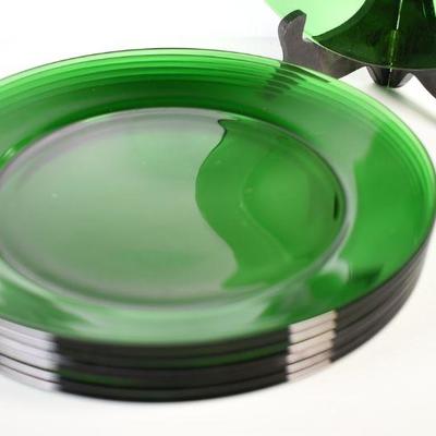 Lot G-15: Vintage Green Glass Plates