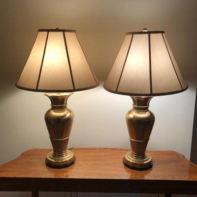 Lot 58 - Pair of Matching Brass Lamps