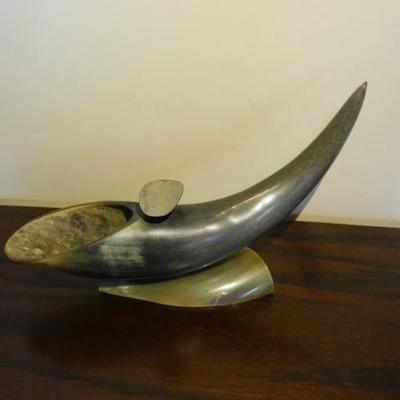 Polished Steer Horn Cigar/Pipe Stand and Ashtray 10