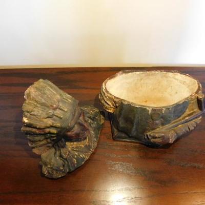 Vintage Chalkware Native American Chief Tobacco Jar Humidor 8