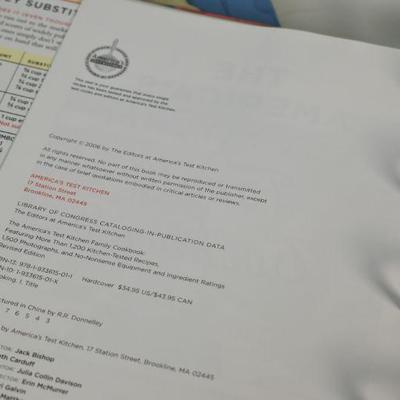 Lot G-46: Americaâ€™s test kitchen cookbooks