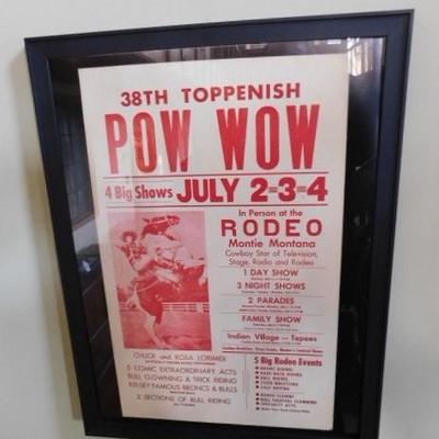 Advertising Bill for Toppenish Pow Wow Rodeo with Montie Montana Professionally Framed