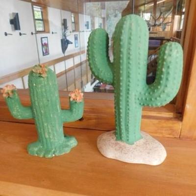 Mid Century Chalkware Cactus Statuettes 