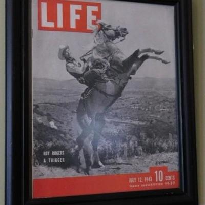 July 12, 1943 Roy Rogers & Trigger Life Magazine Cover  WWII Advertising in Frame