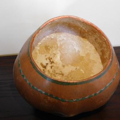 Primitive Gourd Artisan Handpainted and Polished Tribal Bowl 10
