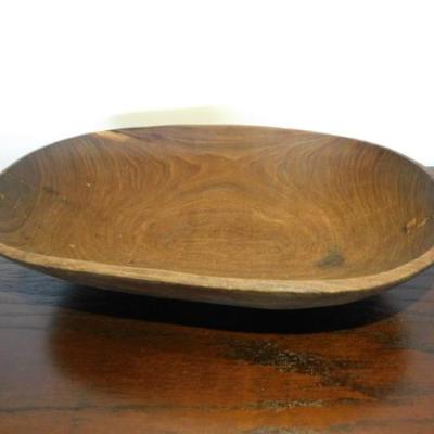 Hand Carved Wood Dough Bowl with Flat Foot 16