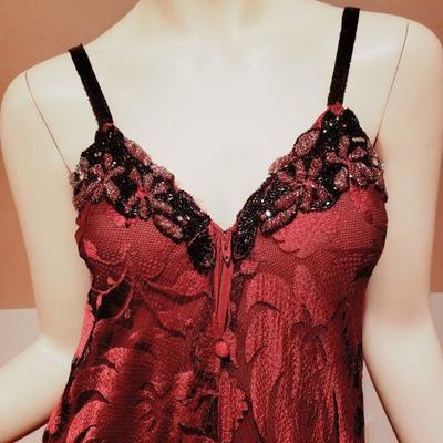 Yves Saint Laurent burgundy lace Empire dress embellished beaded