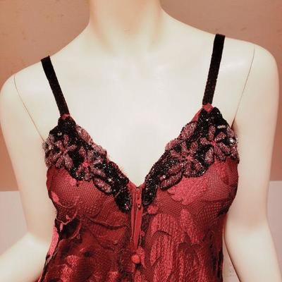 Yves Saint Laurent burgundy lace Empire dress embellished beaded