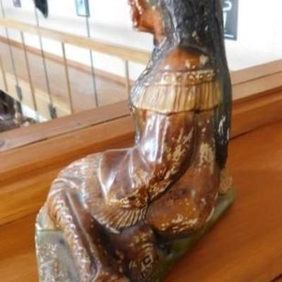 Vintage Native American Woman Chalkware Statuette Marked CC1992C 8