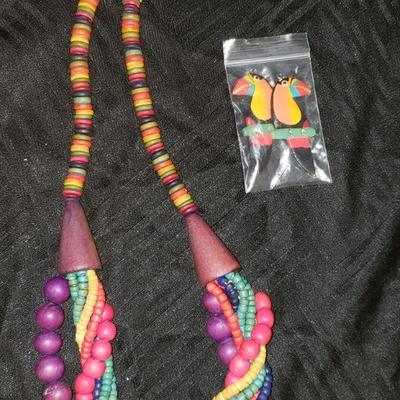 Chunky Colorful Necklace and Earrings 