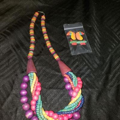 Chunky Colorful Necklace and Earrings 