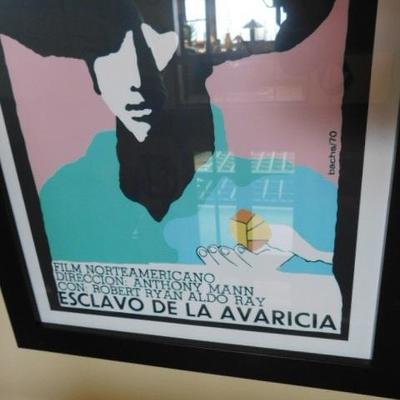 Reproduction Cuban Movie Poster Cowboy Film 'Esclavo De La Avaricia' Framed 21