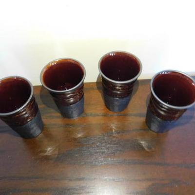 Set of 4 Ceramic Stoneware Shot or Whiskey Glasses 4