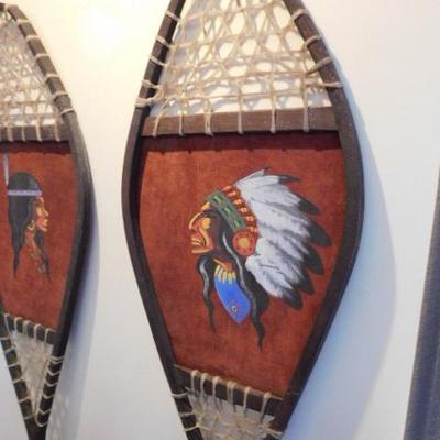 Set of Hand Painted Snow Shoes with Native American Couple 42