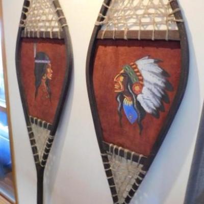 Set of Hand Painted Snow Shoes with Native American Couple 42
