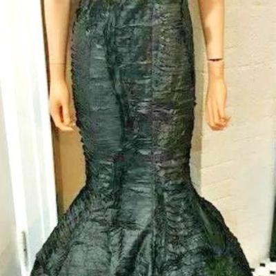  Mermaid Satin Couture Gown Corset lace up bodice Turkish Designer Muzaffer