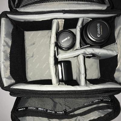 Lot 287- Like New Canon Camera Bag and Lenses