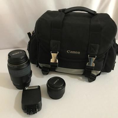 Lot 287- Like New Canon Camera Bag and Lenses