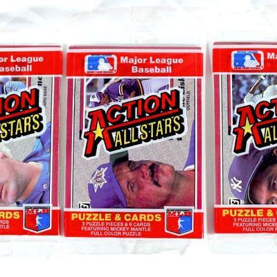 1983 Donruss Action All Stars Giant Size Baseball Cards Dave Winfield Mickey Mantle Puzzle 3 Packs