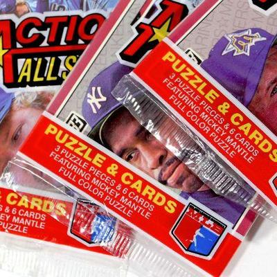 1983 Donruss Action All Stars Giant Size Baseball Cards Dave Winfield Mickey Mantle Puzzle 3 Packs