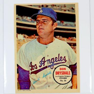 1967 TOPPS DON DRYSDALE #16 Insert Card PIN-UP POSTER - HOF Los Angeles Dodgers 5