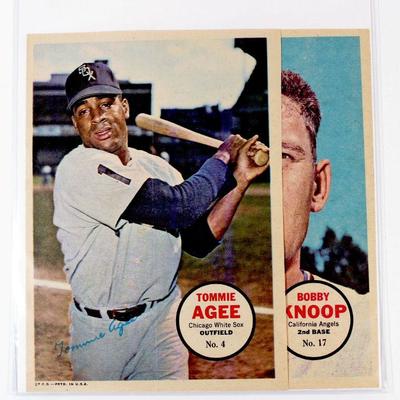 1967 TOPPS #17 Bobby KNOOP #4 Tommie AGEE Insert Card PIN-UP POSTERS SET -5" x 7" EX Excellent