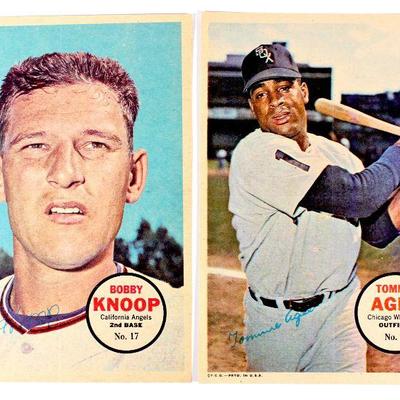 1967 TOPPS #17 Bobby KNOOP #4 Tommie AGEE Insert Card PIN-UP POSTERS SET -5" x 7" EX Excellent