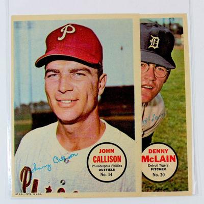 1967 TOPPS #14 John CALLISON #20 Denny McLAIN Insert Card PIN-UP POSTERS SET -5" x 7" EX Excellent
