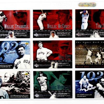 BABE RUTH TY COBB LOU GEHRIG WILLIE MAYS Willie McCovey HOF BASEBALL CARDS SET of 9 MINT
