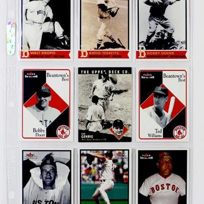 LOU GEHRIG TED WILLIAMS Roger Clemens Don Schwall BOSTON Red SOX HOF BASEBALL CARDS SET of 9 MINT