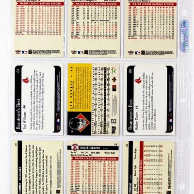 LOU GEHRIG TED WILLIAMS Roger Clemens Don Schwall BOSTON Red SOX HOF BASEBALL CARDS SET of 9 MINT