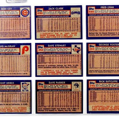 1984 TOPPS Baseball Cards Set Tug McGraw Dave Stewart George Foster Fred Lynn ALL High Grade Cards