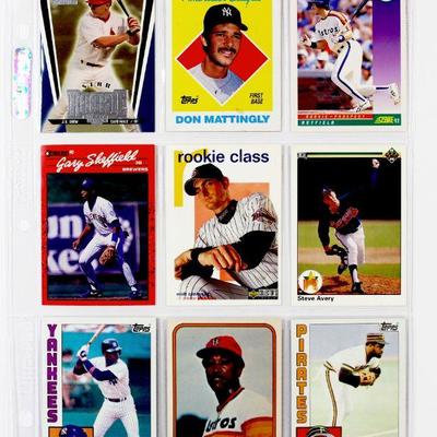 Don Mattingly BILL MADLOCK J.R. Richard Willie Randolph Steve Avery BASEBALL CARDS SET of 9 MINT