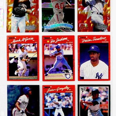 BO JACKSON Dwight Evans DEION SANDERS Henry Rodriguez Mark McGwire BASEBALL CARDS SET of 9 MINT