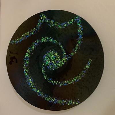 Lot 289 - Local Artist Glass Bowl and Leaf Art