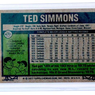 1977 TOPPS Baseball TED SIMMONS St. Louis Cardinals Baseball Card High Grade NM