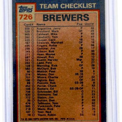 1984 TOPPS Baseball #726 TED SIMMONS Moose Haas Milwaukee Brewers Baseball Card High Grade