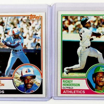 1983 Topps #180 RICKEY HENDERSON #680 ANDRE DAWSON Baseball Cards Set - High Grade
