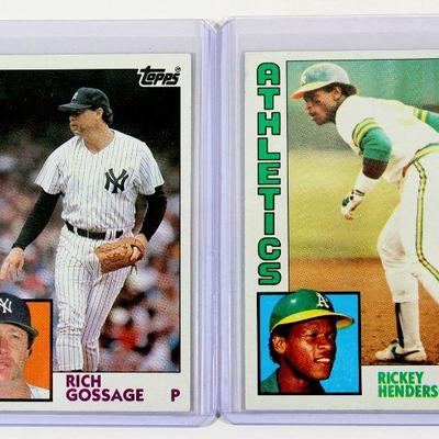 1984 Topps #670 RICH GOSSAGE #230 RICKEY HENDERSON Baseball Cards Set - High Grade