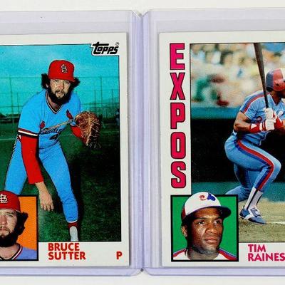 1984 Topps #370 TIM RAINES #730 BRUCE SUTTER Baseball Cards Set - High Grade