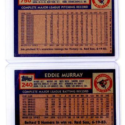 1984 Topps #750 JIM PALMER #240 EDDIE MURRAY Baseball Cards Set - High Grade