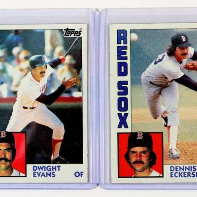 1984 Topps #720 DWIGHT EVANS #745 DENNIS ECKERSLEY Baseball Cards Set - High Grade