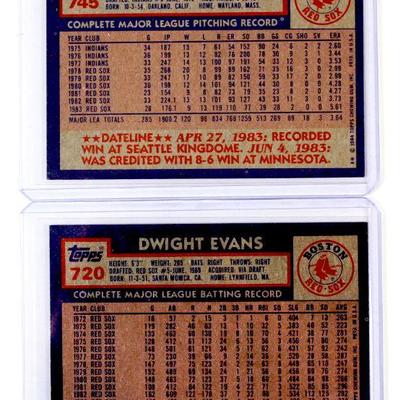1984 Topps #720 DWIGHT EVANS #745 DENNIS ECKERSLEY Baseball Cards Set - High Grade