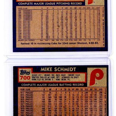 1984 Topps #700 MIKE SCHMIDT #780 STEVE CARLTON Baseball Cards Set - High Grade