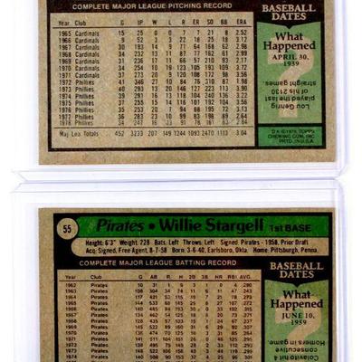 1979 TOPPS #25 STEVE CARLTON #55 WILLIE STARGELL Baseball Cards Set - High Grade