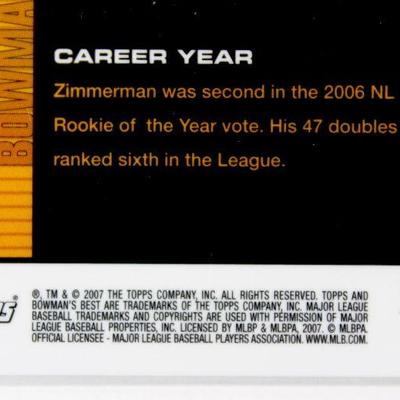 RYAN ZIMMERMAN Bowman's Best #16 2007 Topps Washington Nationals Baseball Card MINT
